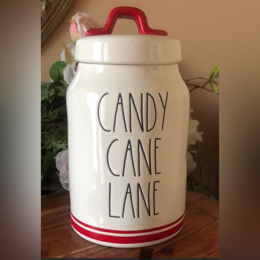 Rae Dunn CANDY CANE LANE Canister